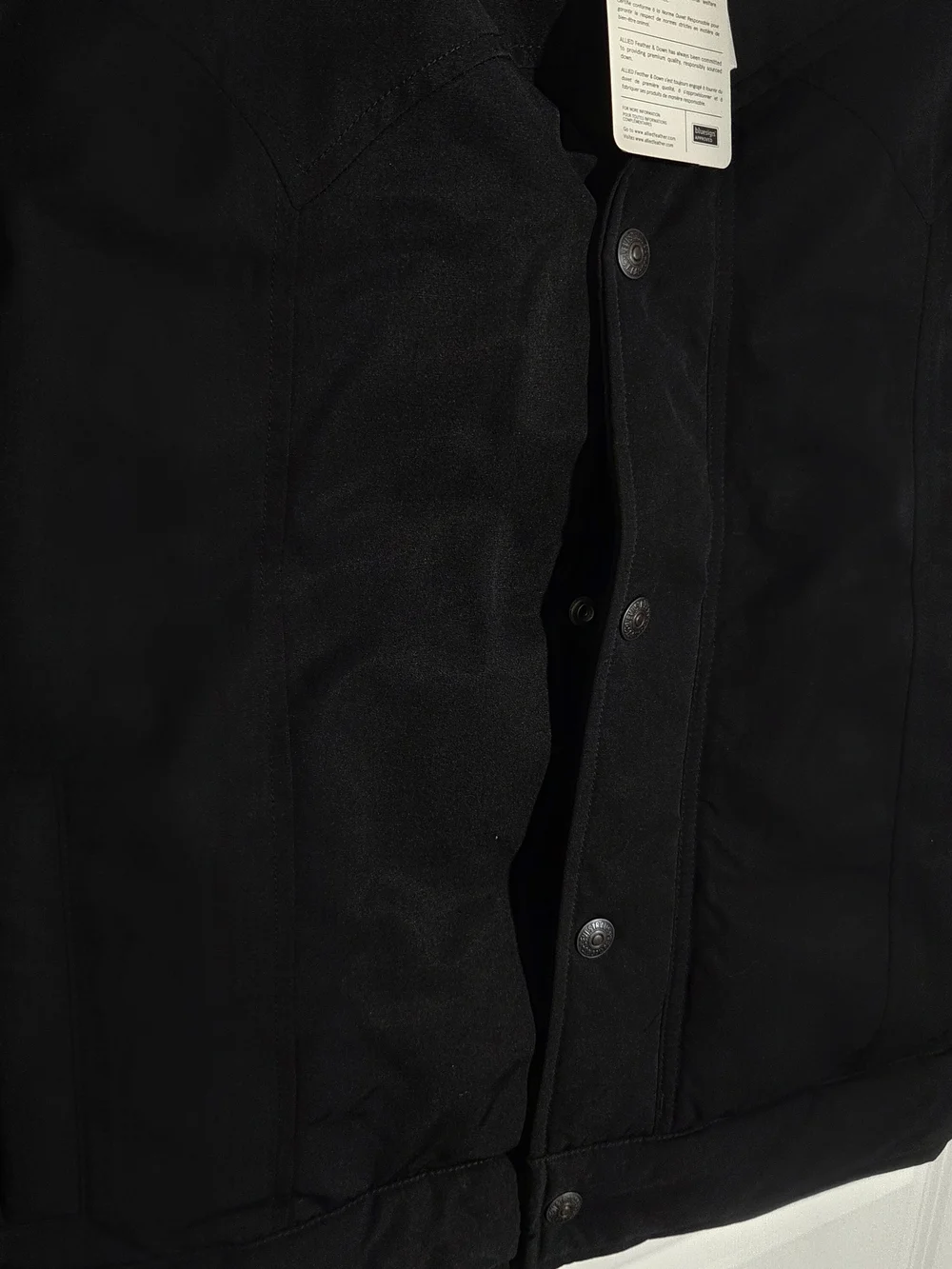 NWT MENS LEVI'S PUFFER JACKET COAT Small Allied Feather Down Black